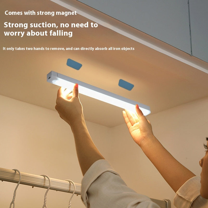 Led Human Body Induction Magnetic Suction Cabinet Strip Small Induction Night Lamp USB Charging Cabinet Induction Light Bar